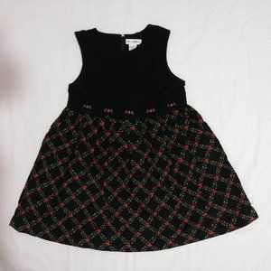 Gymboree Black Corduroy Floral Poinsettia Holiday Garland Dress Girls XXL 6-7yrs